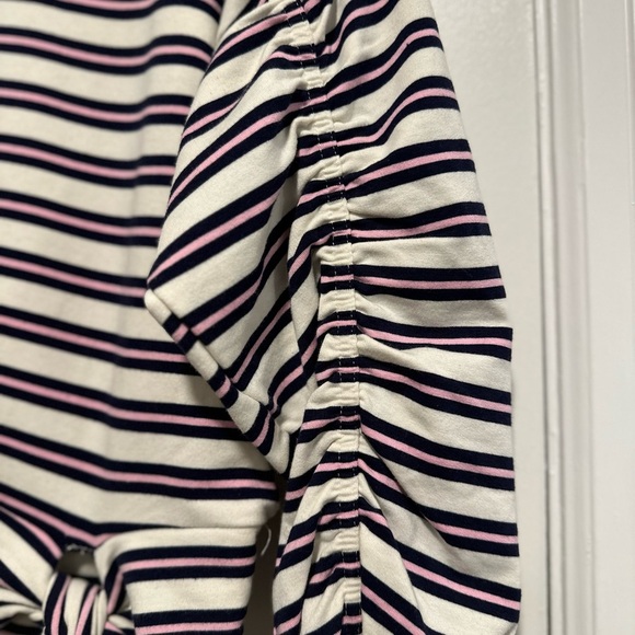 NWOT Kensie Womens Sz:S striped tie-waist ruched sleeve Pullover sweatshirt. - Picture 10 of 11